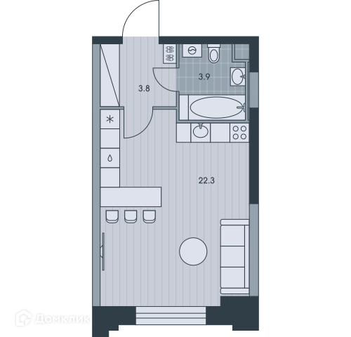1-комнатная квартира 30.1 м² ЭВЕР