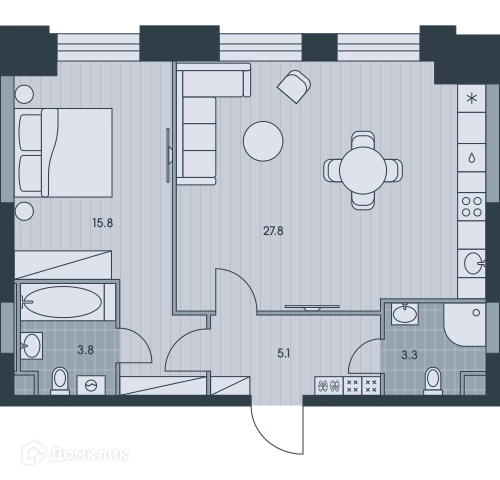 2-комнатная квартира 56.2 м² ЭВЕР