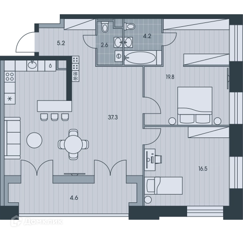 3-комнатная квартира 90.3 м² ЭВЕР