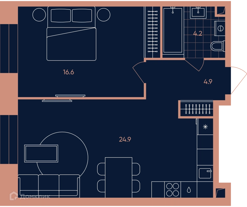 2-комнатная квартира 50.8 м² ЭРА