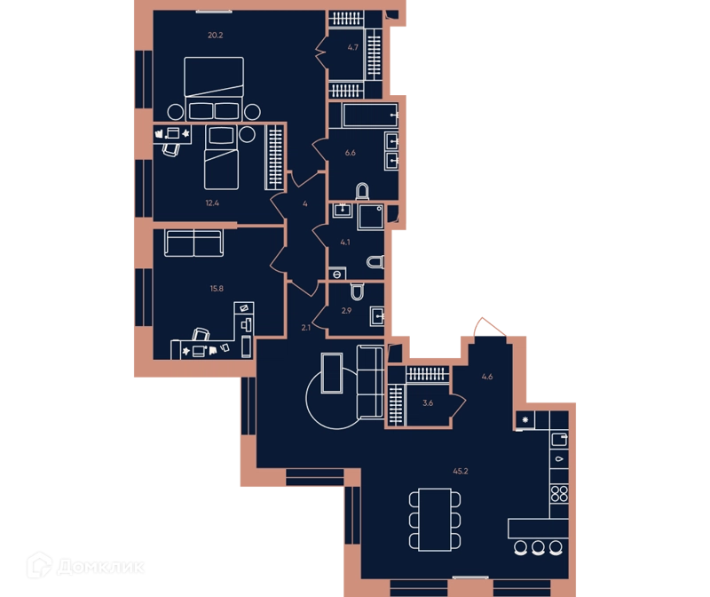 4-комнатная квартира 126.3 м² ЭРА