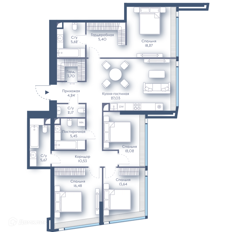 4-комнатная квартира 130.07 м² Дом Дау