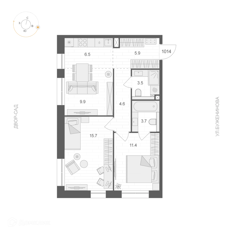 2-комнатная квартира 61.2 м² АРТЕЛЬ