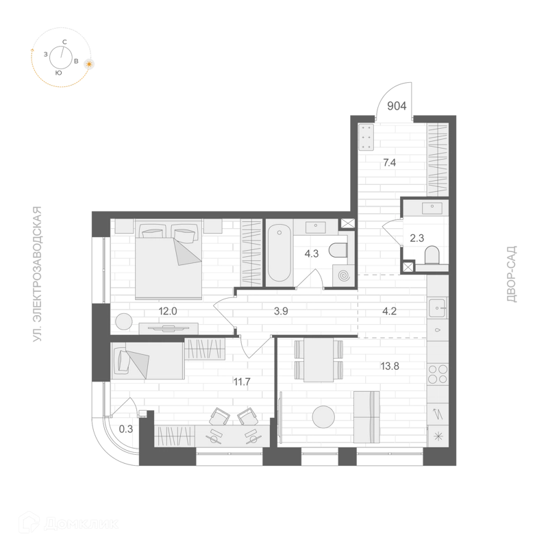 2-комнатная квартира 59.75 м² АРТЕЛЬ