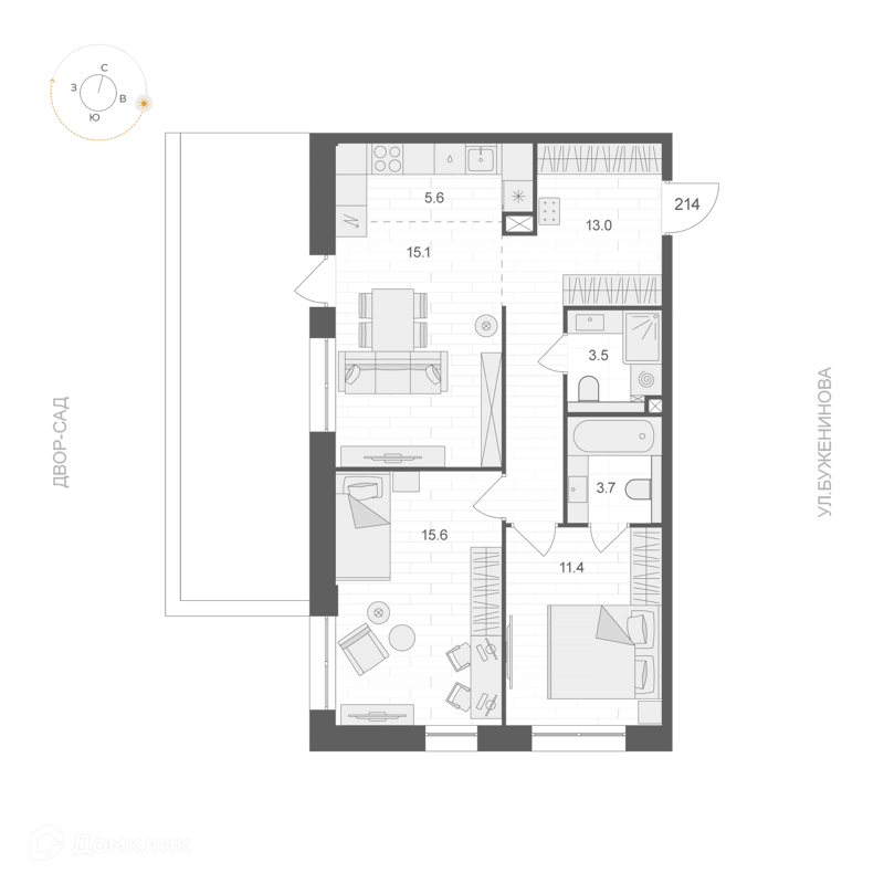 2-комнатная квартира 67.9 м² АРТЕЛЬ