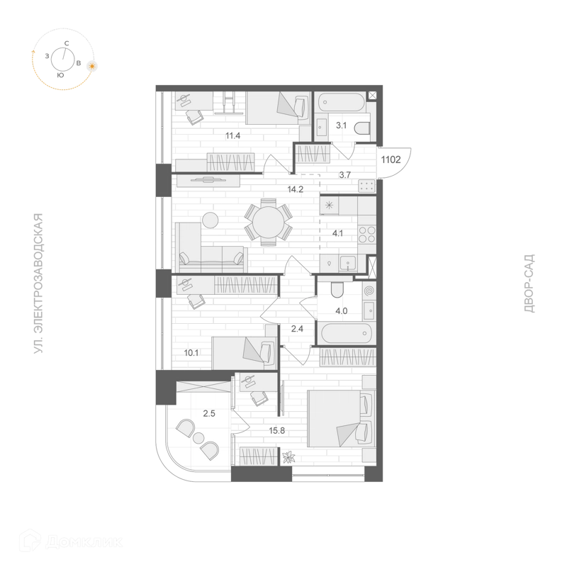 3-комнатная квартира 70.05 м² АРТЕЛЬ