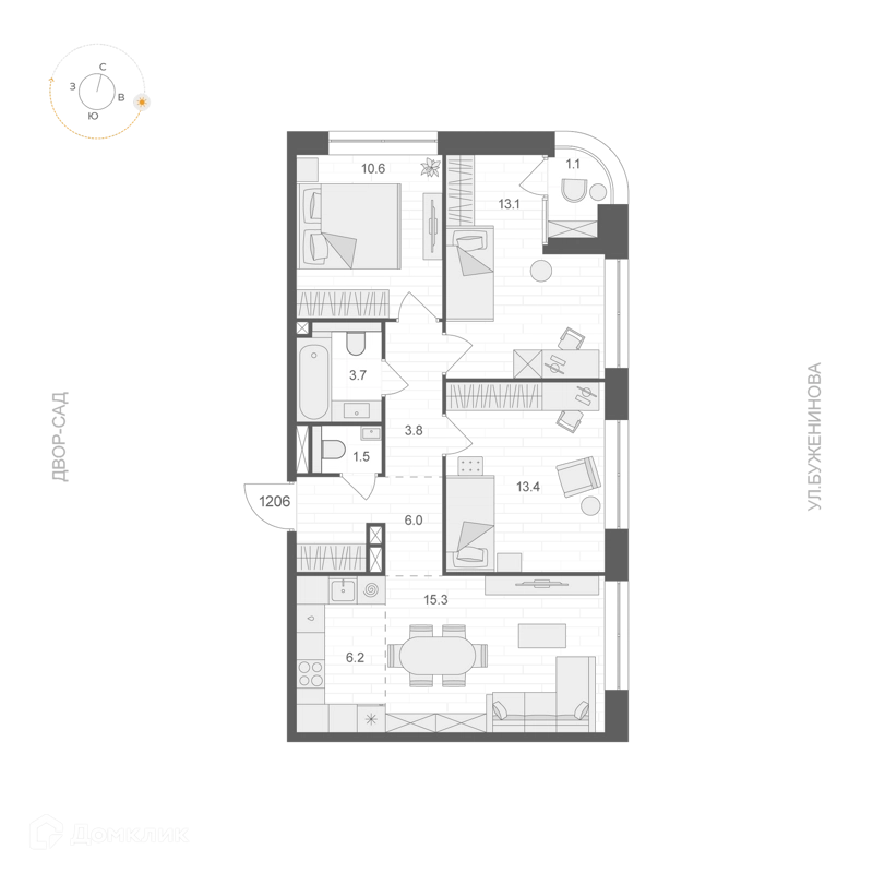 3-комнатная квартира 74.15 м² АРТЕЛЬ
