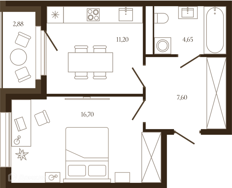 1-комнатная квартира 41.59 м² Сердце Лыткарино