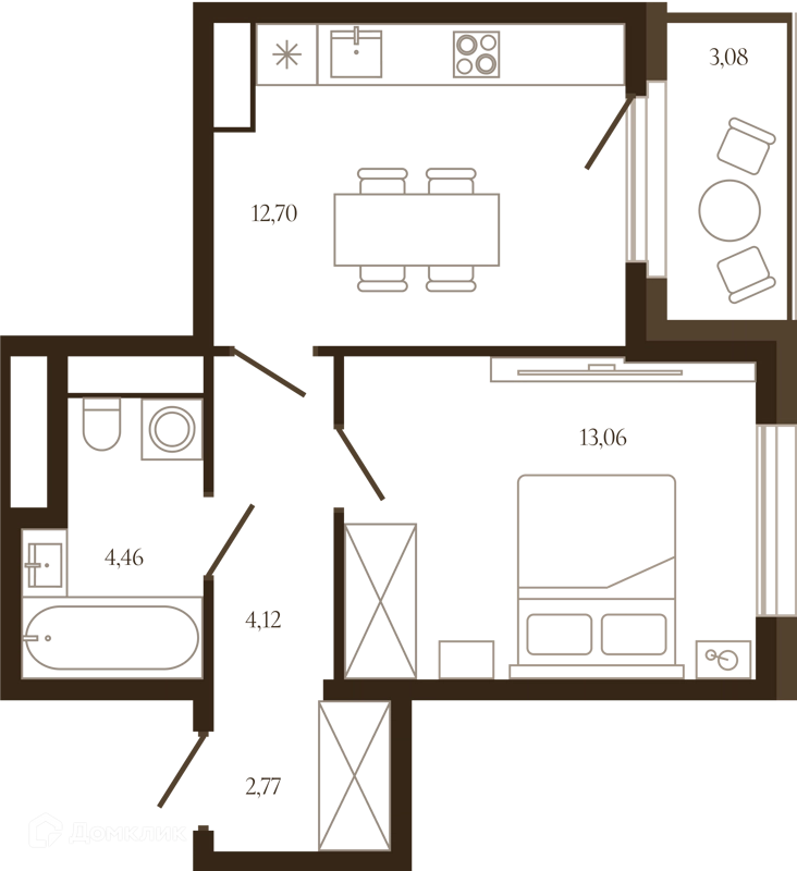 1-комнатная квартира 38.65 м² Сердце Лыткарино