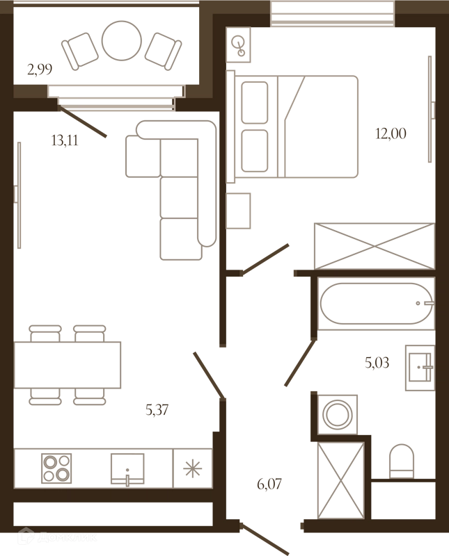 2-комнатная квартира 43.08 м² Сердце Лыткарино