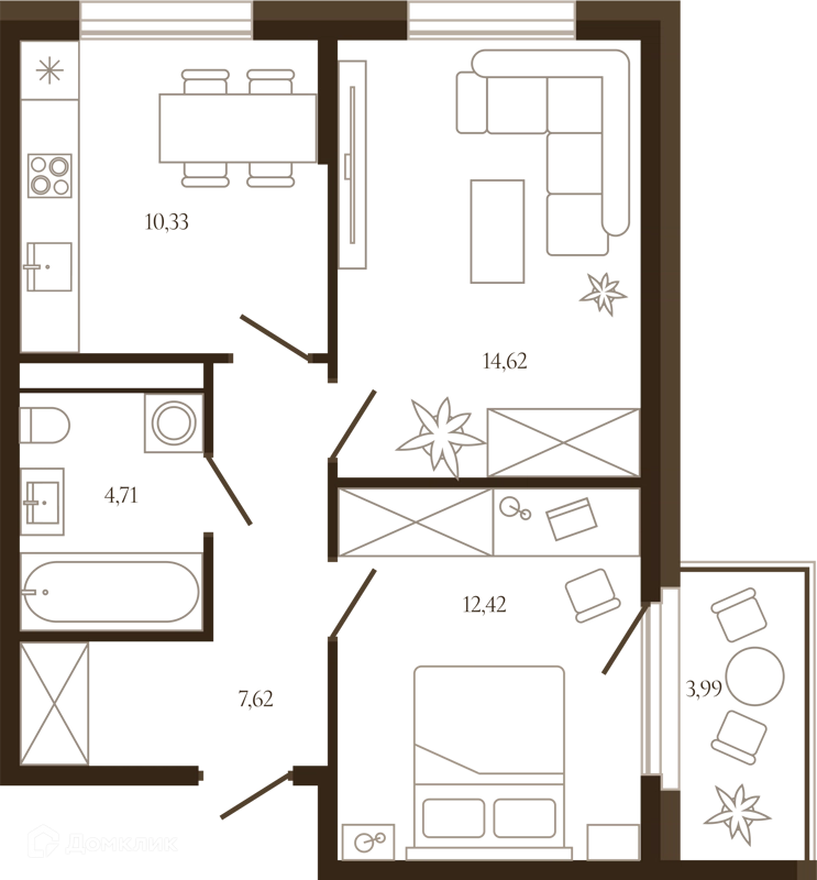 2-комнатная квартира 50.9 м² Сердце Лыткарино