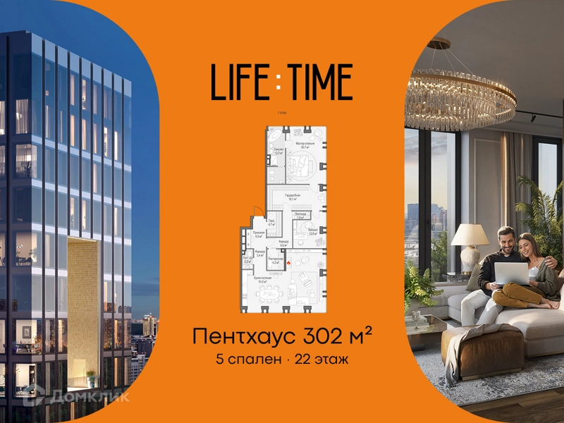 5-комнатная квартира 302.3 м² Квартал Life Time