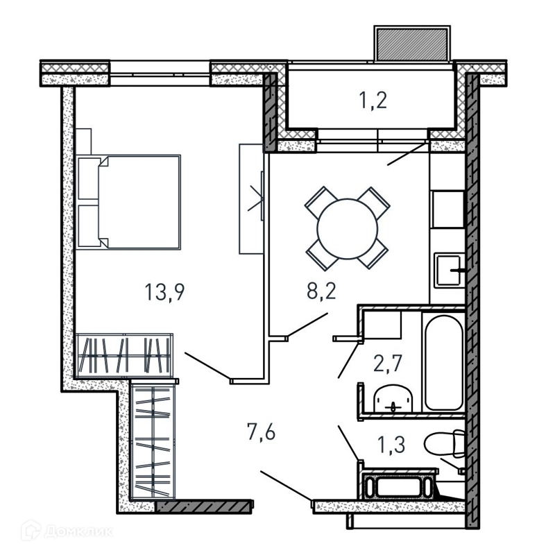 1-комнатная квартира 34.9 м² Квартал Светлый