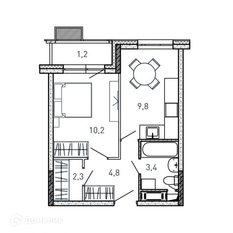 1-комнатная квартира 31.7 м² Квартал Светлый