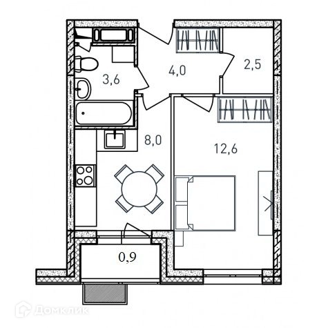 1-комнатная квартира 31.6 м² Квартал Светлый