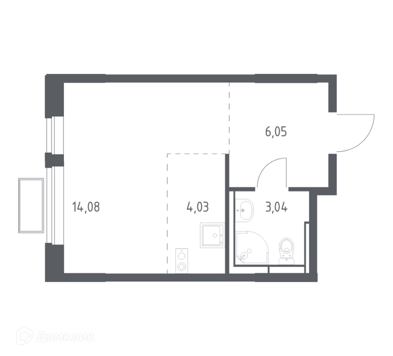 Студия 26.8 м² Новое Видное