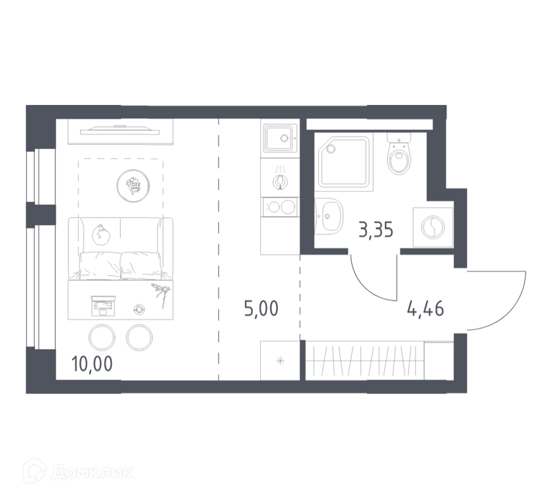 Студия 22.81 м² Новое Видное