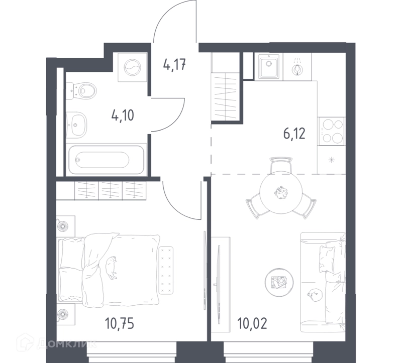 1-комнатная квартира 35.16 м² Новое Видное