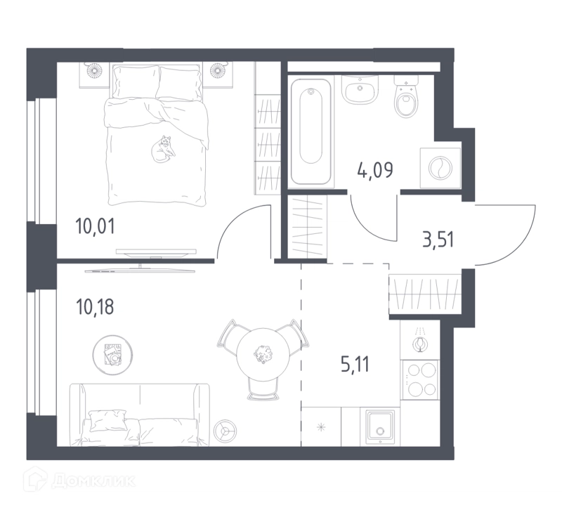 1-комнатная квартира 32.9 м² Новое Видное