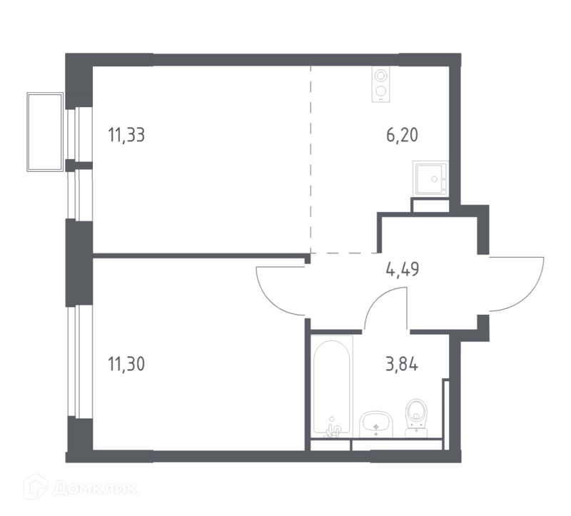 1-комнатная квартира 36.5 м² Новое Видное