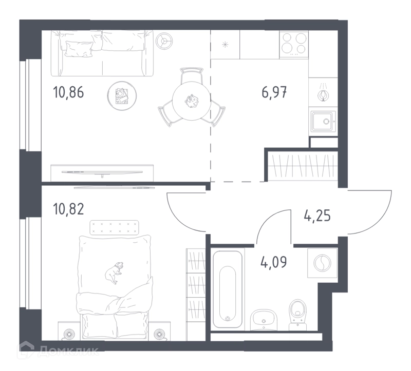 1-комнатная квартира 36.99 м² Новое Видное
