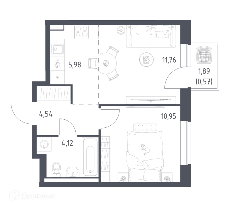 1-комнатная квартира 37.92 м² Новое Видное