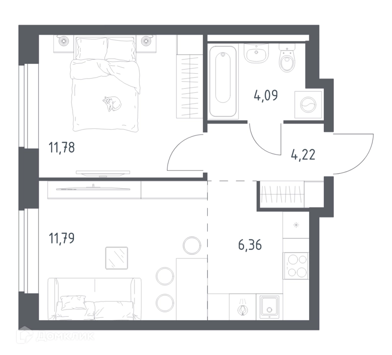 1-комнатная квартира 38.24 м² Новое Видное