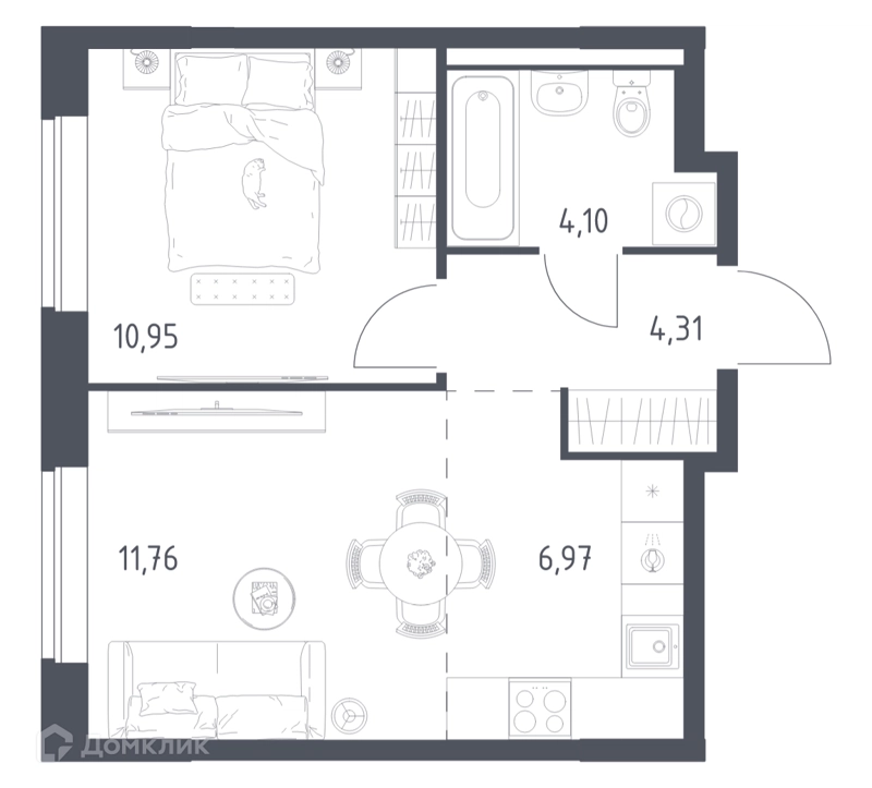 1-комнатная квартира 38.09 м² Новое Видное