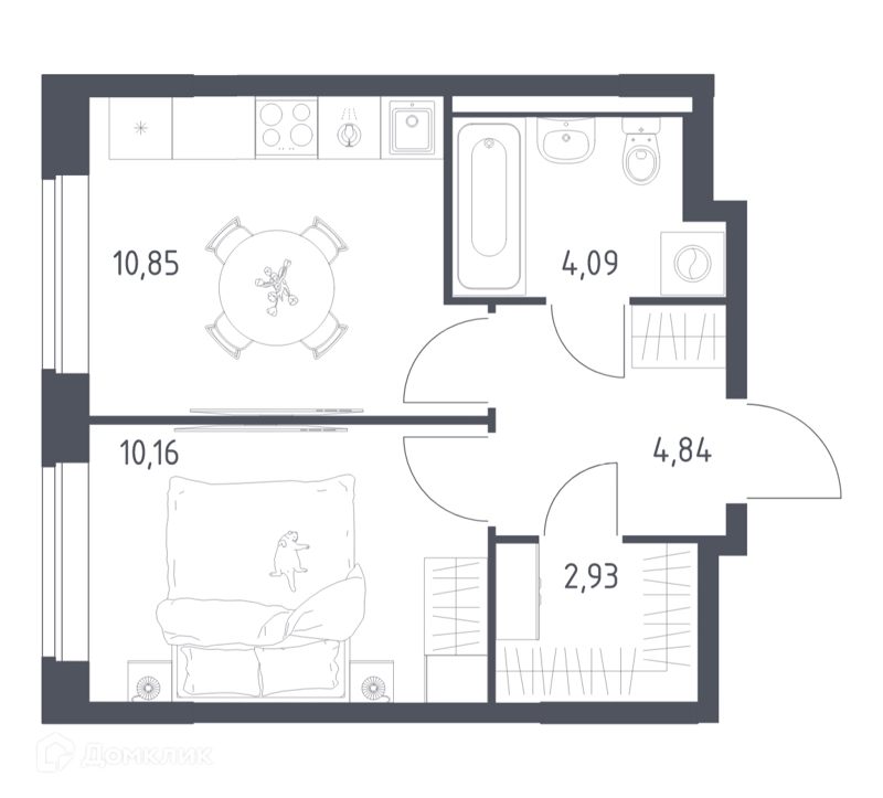 1-комнатная квартира 32.87 м² Новое Видное