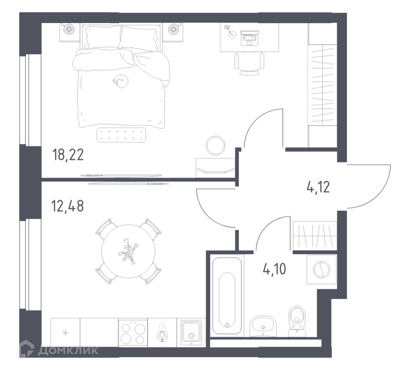 1-комнатная квартира 38.92 м² Новое Видное