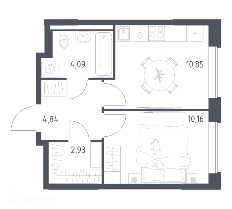 1-комнатная квартира 32.87 м² Новое Видное