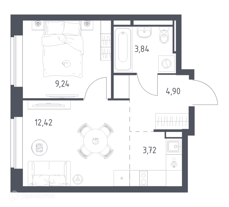 1-комнатная квартира 33.7 м² Новое Видное