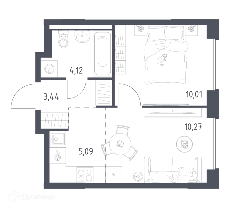 1-комнатная квартира 32.93 м² Новое Видное