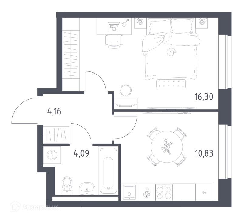 1-комнатная квартира 35.38 м² Новое Видное