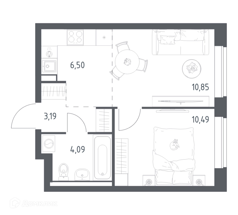 1-комнатная квартира 35.12 м² Новое Видное