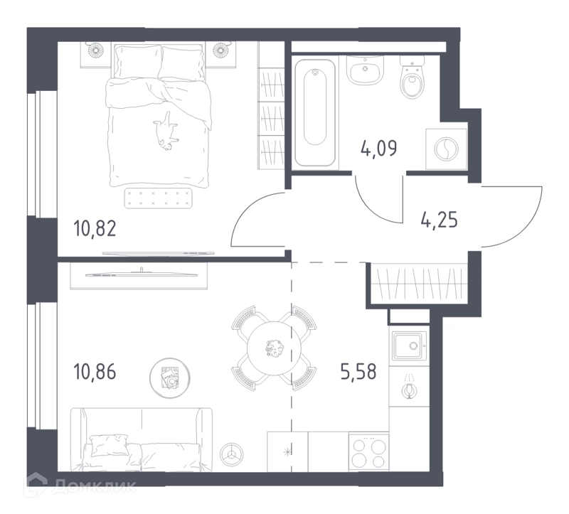 1-комнатная квартира 35.6 м² Новое Видное