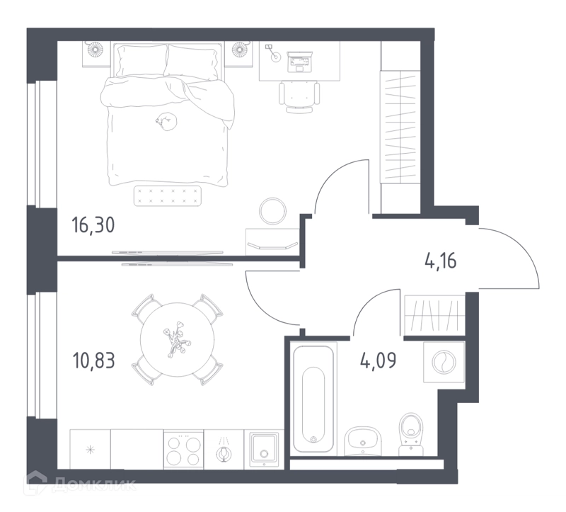1-комнатная квартира 35.38 м² Новое Видное