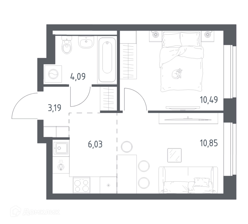 1-комнатная квартира 34.65 м² Новое Видное