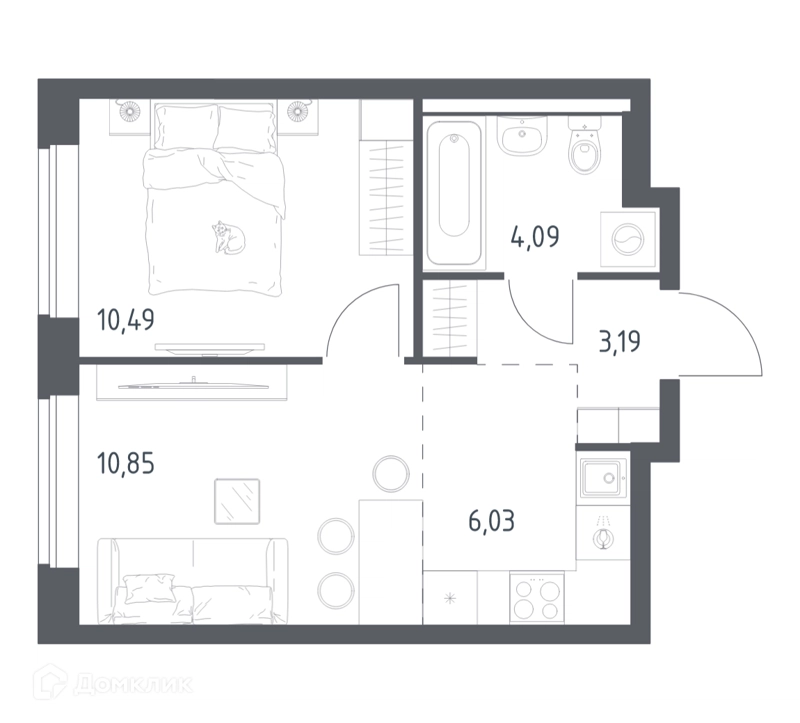 1-комнатная квартира 34.65 м² Новое Видное
