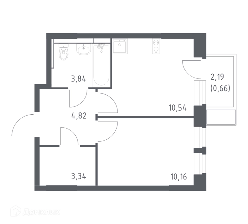 1-комнатная квартира 32.8 м² Новое Видное