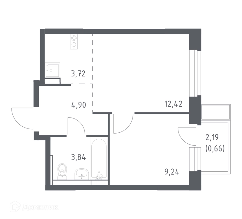 1-комнатная квартира 34.3 м² Новое Видное