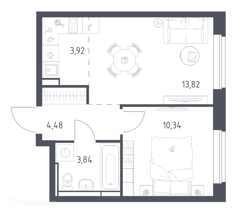 1-комнатная квартира 36.4 м² Новое Видное