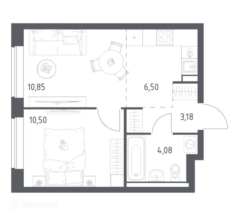 1-комнатная квартира 35.11 м² Новое Видное