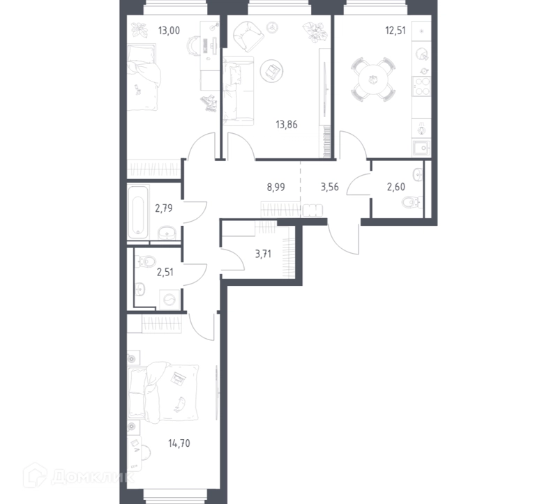 3-комнатная квартира 78.23 м² Новое Видное