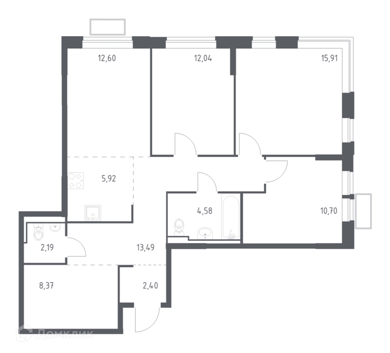 3-комнатная квартира 86.9 м² Новое Видное