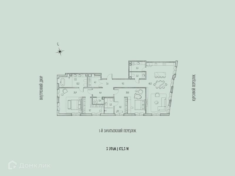 2-комнатная квартира 172 м² Аннабель