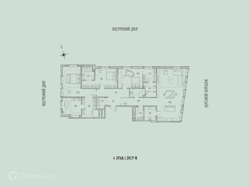3-комнатная квартира 205.4 м² Аннабель