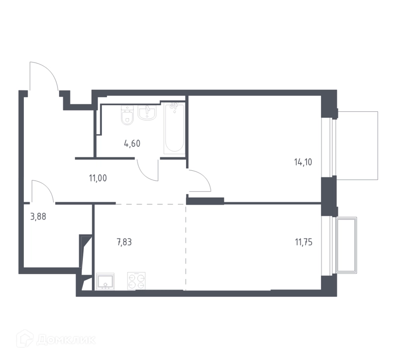 1-комнатная квартира 53.2 м² Долина Яузы