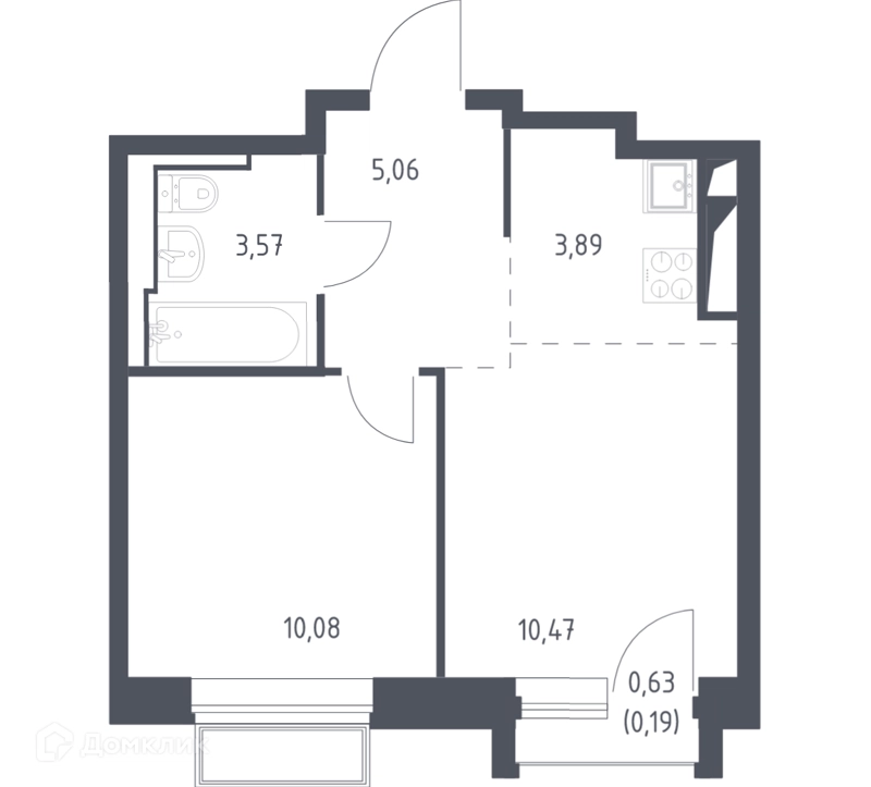 1-комнатная квартира 33.5 м² Долина Яузы