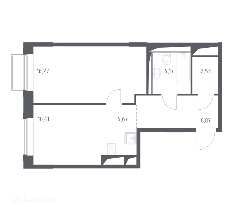 1-комнатная квартира 45.1 м² Долина Яузы